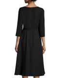 Shamari Embroidered-Bodice Dress, Black
