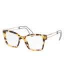 Open-Inset Square Optical Frames, Light Havana