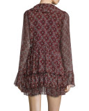 Jasmine Floral-Print Mini Dress, Red/Multi