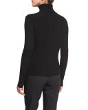 Inez Chevron-Ribbed Turtleneck Sweater