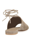 Damon Flat Lace-Up Slide Sandal, Woodsmoke