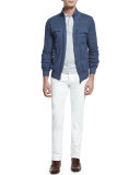 Five-Pocket Straight-Leg Denim Jeans, White