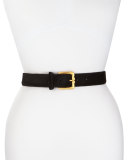Gilda Calf Hair Belt, Black