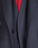 Wool Two-Button Jacket with Gilet, Navy