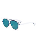 Technologic Mirrored Metal Sunglasses, Matte Blue/White