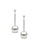 South Sea Pearl & Diamond Drop Earrings in 18K White Gold
