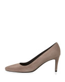 Tessa Suede Mid-Heel Pump, Topo