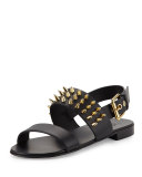 Men's Studded Leather Strap Sandal, Black