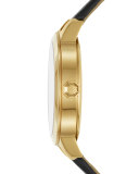 Collins Black Leather Two-Hand Watch