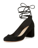 Clara Suede Ankle-Wrap Pump