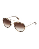 Breton Gradient Aviator Sunglasses, Matte Oyster