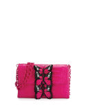 Crocodile Small Flap Shoulder Bag, Black