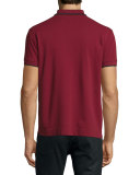 Contrast-Tip Logo Pique Polo Shirt, Burgundy