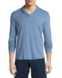Miles Long-Sleeve Polo Shirt, Deepest Blue