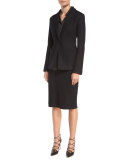 Peter Classic Button-Front Blouse, Dark Charcoal