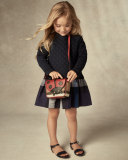 Girls' Check Leather-Trim Ladybug Crossbody Bag, Parade Red/Tan