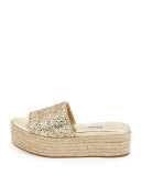 Glitter Platform Espadrille Sandal Slide, Pirite