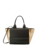 Small Tricolor Flap Tote Bag, Dark Gray/Gold