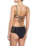 Haley Pinched Swim Top, Black 