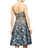 Strapless Degrade-Embellished Dress, Multi Colors