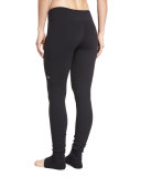 Goddess Ribbed Sport Leggings, Black/Black