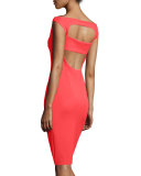 Zhalia Off-the-Shoulder Open-Back Sheath Cocktail Dress, Aragosta