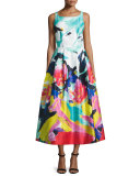 Sleeveless Floral-Print Midi Dress, Multi Colors