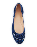 Delphine Crystal Logo Flat, Royal Navy
