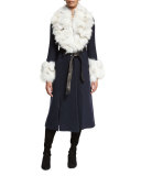 The Delia Belted Coat w/Fox Fur Trim