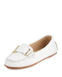 Renna Lizard-Embossed Ornament Loafer, Chalk