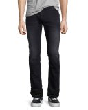 Basic Slim-Straight Denim Jeans, Gray Wash