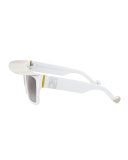 Shady Acetate Shield Sunglasses, White/Silver