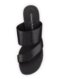 Ruge Asymmetric Snake-Embossed Thong Sandal, Black