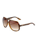Large Plastic Navigator Sunglasses, Havana