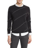 Monili-Stripe Drop-Shoulder Sweater, Onyx