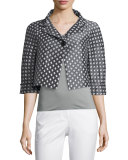 Diamond-Print One-Button Swing Jacket, Gray/Multi