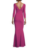 Custom Collection: Saturnnia 3/4-Sleeve Twist-Front Long Gown