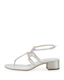 Crystal T-Strap 40mm Sandal, White