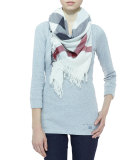 Check Extra Fine Wool Scarf, Ivory 