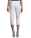 Slim Crepe Capri Pants, White 