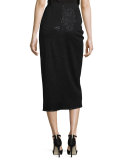 Sequin Wrap-Front Midi Skirt