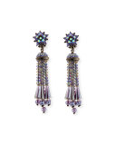 Beaded Tassel Drop Earrings, Gunmetal