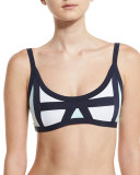 Colorblock Corset Swim Top, Aquamarine