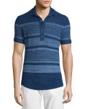 Sebastian Multi-Stripe Short-Sleeve Polo Shirt, Mazanine