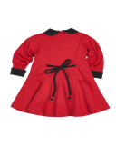Ponte Knit Dress w/Velvet Detail, Red, Sizes 2-6