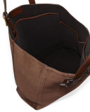 Men's Suede Tote Bag, Chocolate