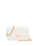 Saffiano Lux Crossbody Bag, White (Bianco)