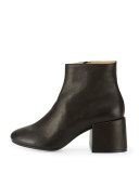 Leather Chunky-Heel Ankle Boot, Black