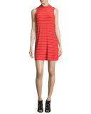 Striped Mock-Neck Dress, Poppy