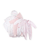 Ribbon Bouquets Hooded Velour Footie Pajamas, Pink, Size 0-9 Months